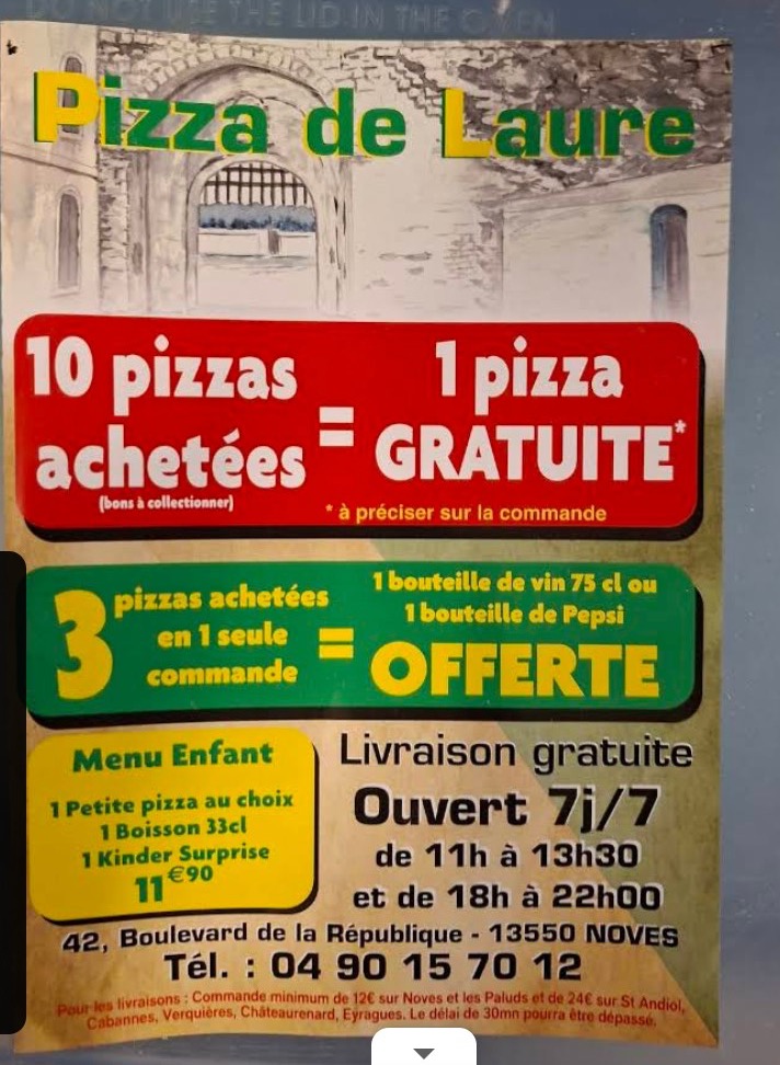 Flyer Pizza de Laure — offres et horaires